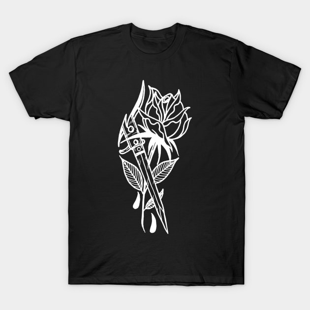 Rose And Dagger T-Shirt by btcillustration